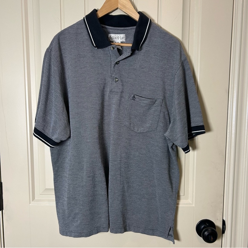 Grand Slam Men’s Polo Shirt , NavyBlackWhite, Short Sleeve, Golf , Spring, XL